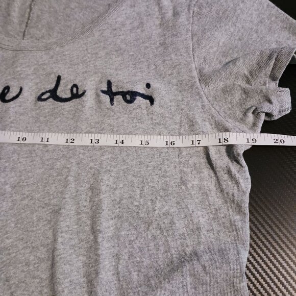 We The Free Gray Scoop Neck Embroidered Short Sleeve‎ Tee Relaxed Fit XS - Picture 8 of 10